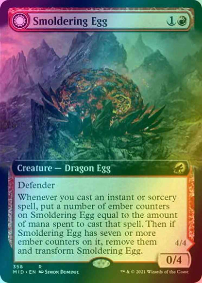 Smoldering Egg // Ashmouth Dragon [358] [Extended Art] [Innistrad: Midnight Hunt] [Foil]