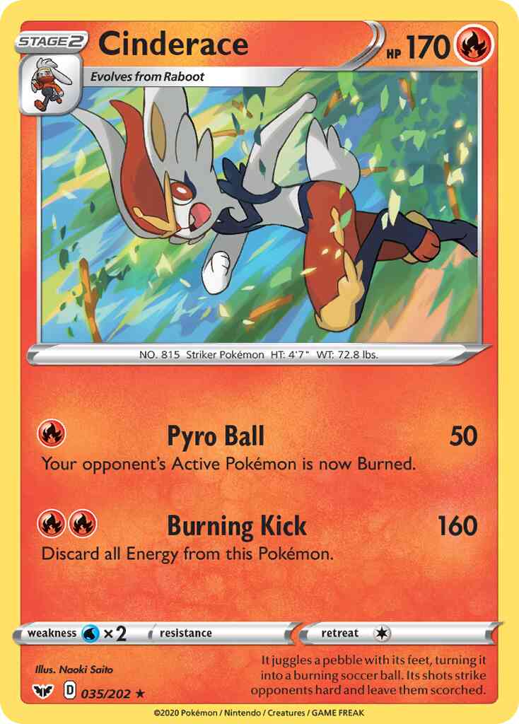 Cinderace - 035/202 - Rare Holo [swsh1-035] [Reverse Holo]