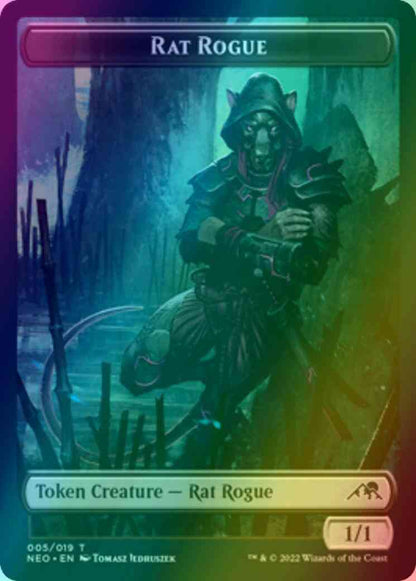 Rat Rogue Token (05) // Spirit Token (02) [Kamigawa: Neon Dynasty: Tokens] [Foil]