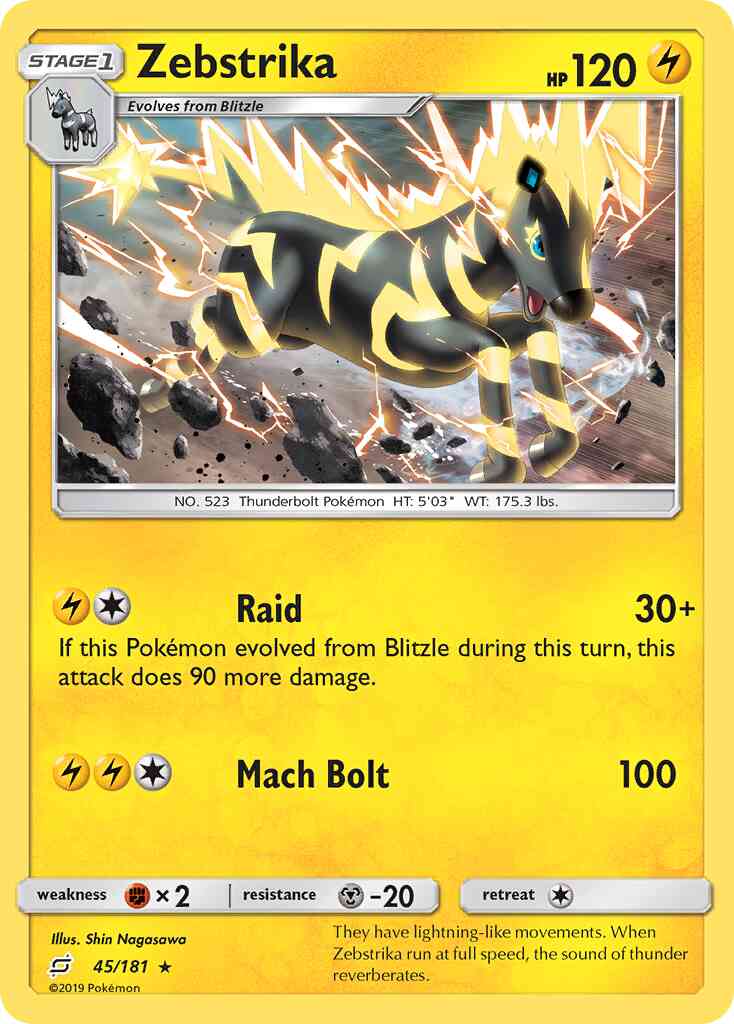 Zebstrika - 45/181 - Rare [sm9-45] [Reverse Holo]