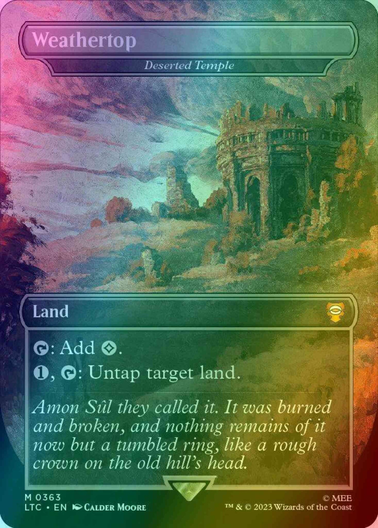 Weathertop - Deserted Temple [363] [Borderless] [Realms and Relics] [The Lord of the Rings: Tales of Middle-earth: Commander] [Foil]
