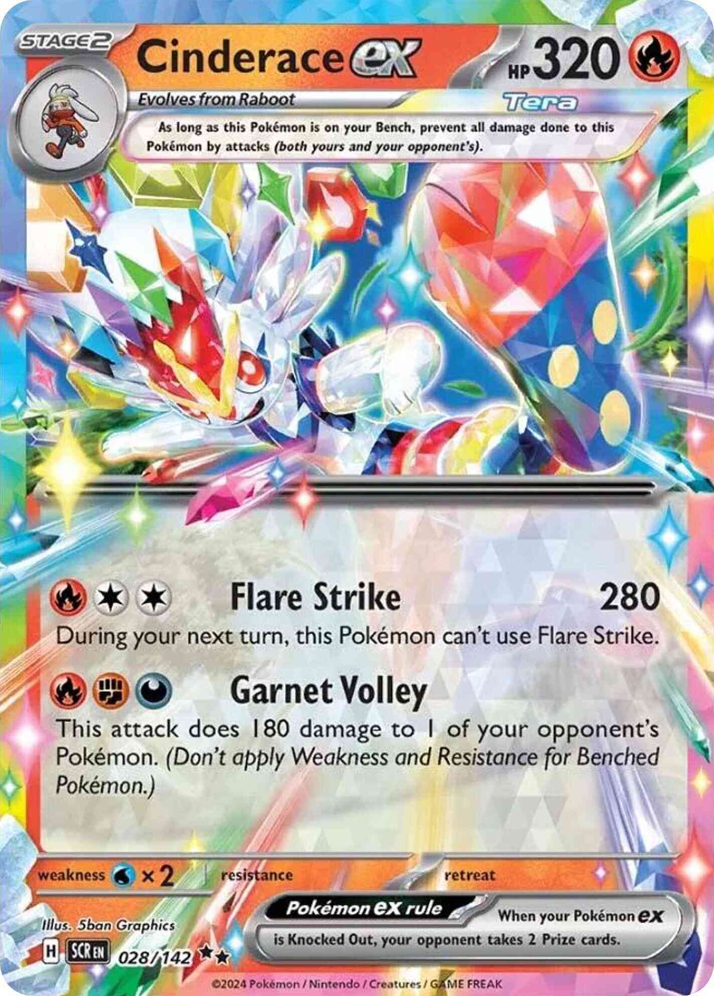 Cinderace ex - 028/142 - Double Rare [sv07-028] [Ultra]