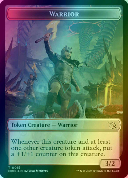 Warrior Token (15) // Zombie Token (05) [March of the Machine: Tokens] [Foil]