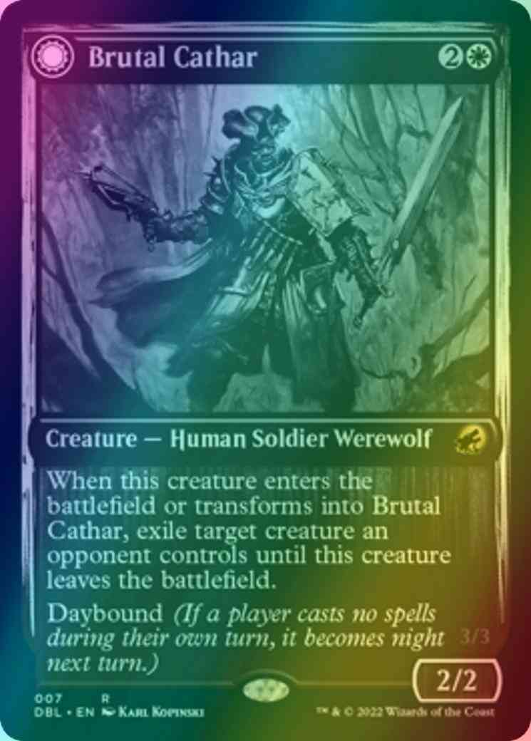 Brutal Cathar // Moonrage Brute [7] [Innistrad: Double Feature] [Foil]