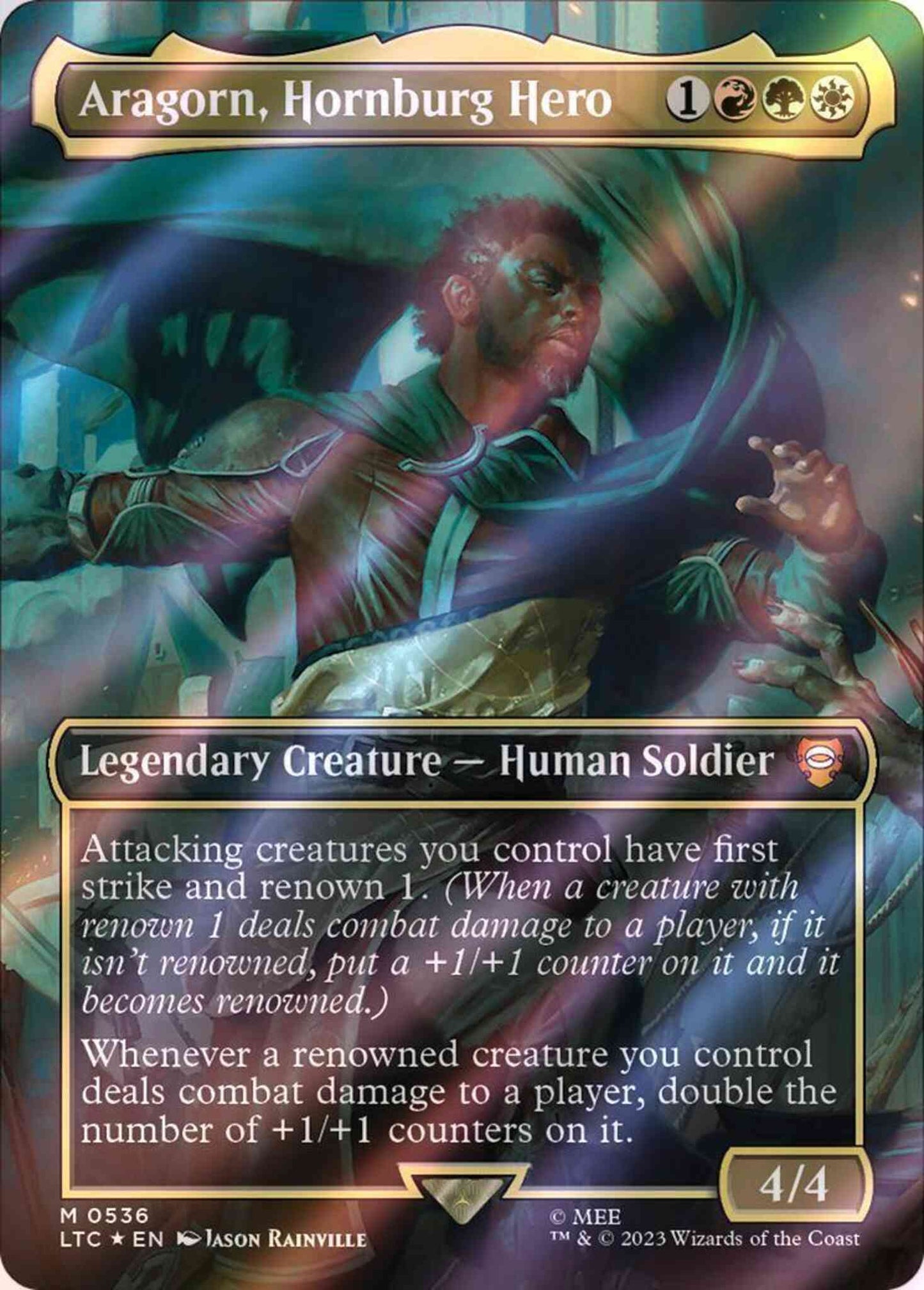 Aragorn, Hornburg Hero [536] [Borderless] [The Lord of the Rings: Tales of Middle-earth: Commander] [Surge Foil]