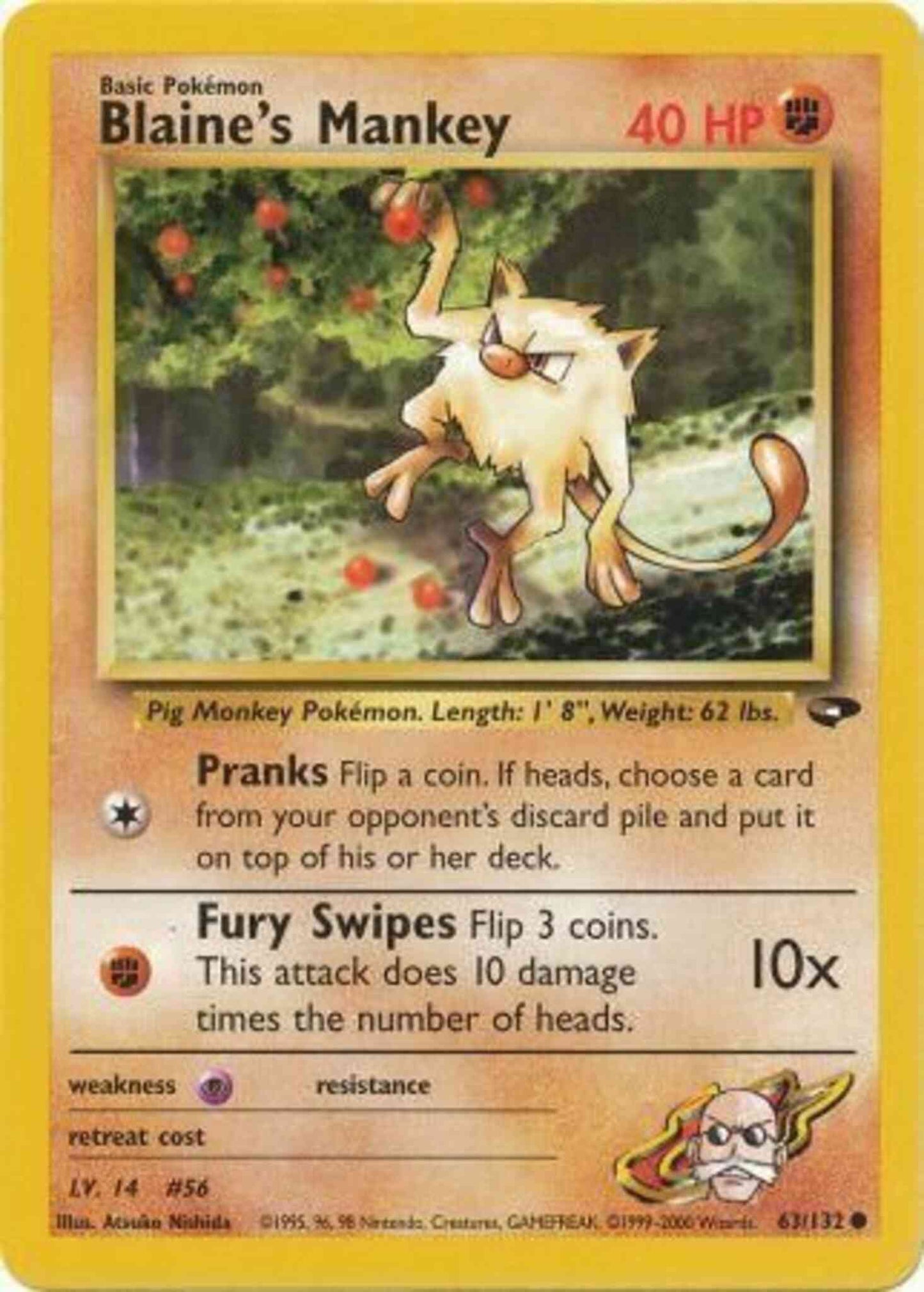 Blaine's Mankey - 63/132 - Common - Unlimited [gym2U-63] [Non-Holo]