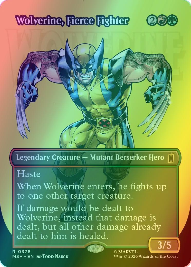 Wolverine, Fierce Fighter [378] [Borderless] [Logo] [Marvel Super Heroes] [Foil]