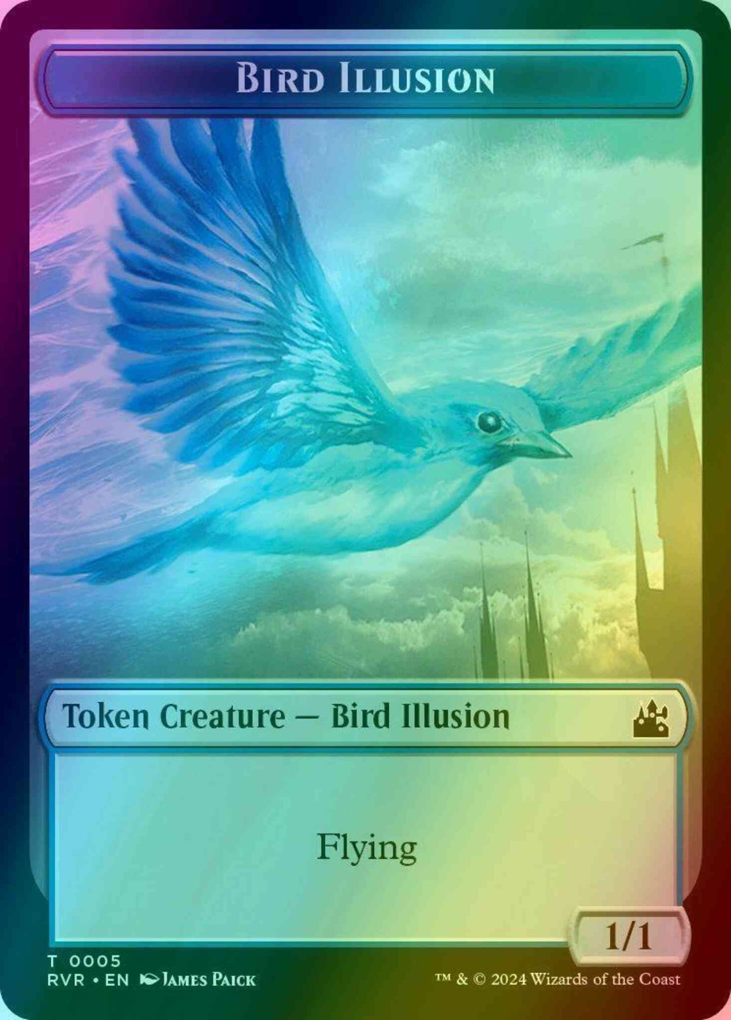 Bird Illusion Token (05) // Elf Knight Token (15) [Ravnica Remastered: Tokens] [Foil]