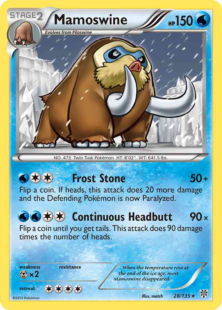 Mamoswine - 28/135 - Rare [bw8-28] [Non-Holo]