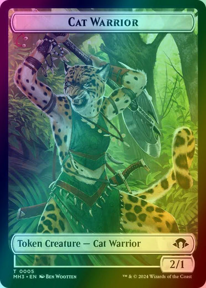 Cat Warrior Token (05) // Eldrazi Spawn Token (02) [Modern Horizons 3: Tokens] [Foil]