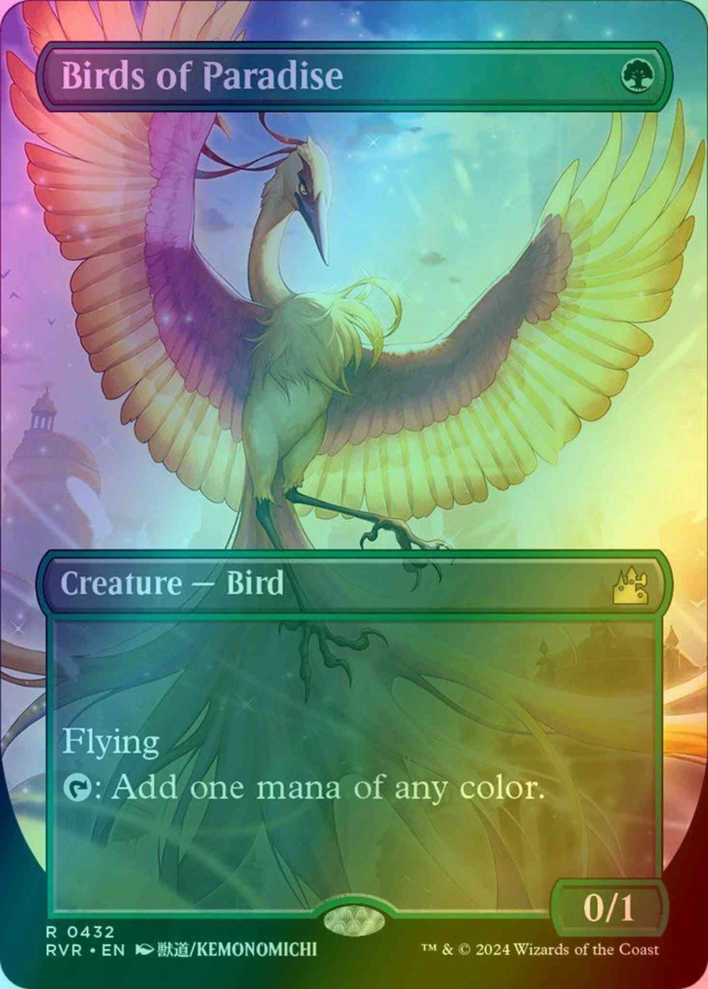 Birds of Paradise [432] [Borderless] [Anime] [Ravnica Remastered] [Foil]