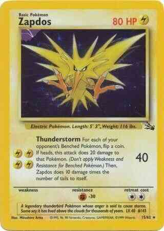 Zapdos - 15/62 - Rare - Unlimited [base3U-15] [Holo]