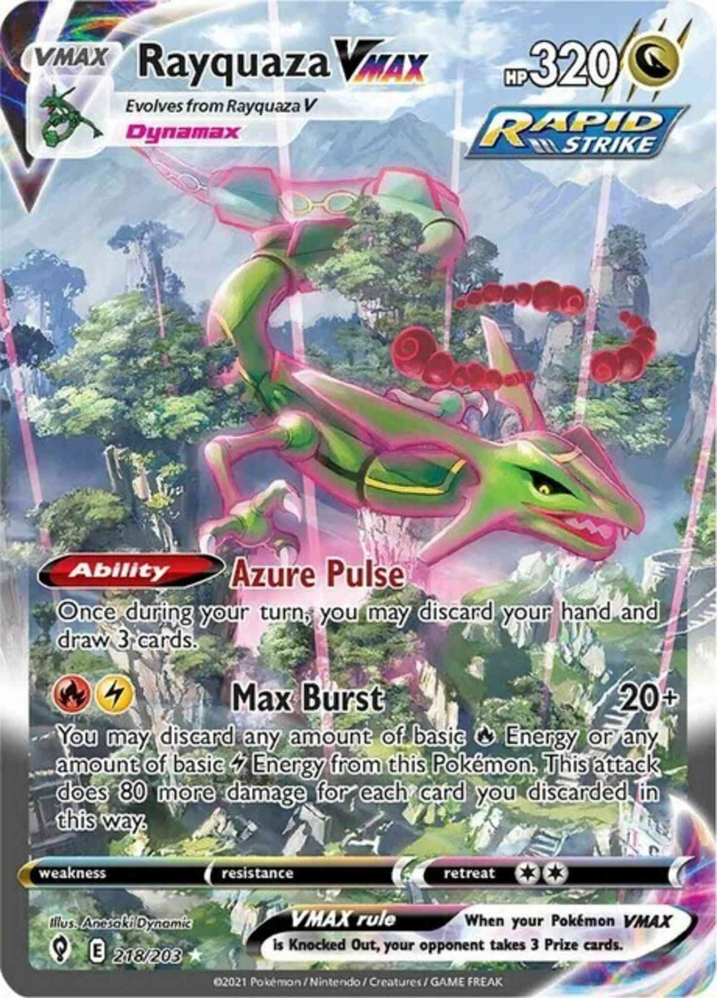 Rayquaza VMAX - 218/203 - Rare Rainbow [swsh7-218] [Secret]