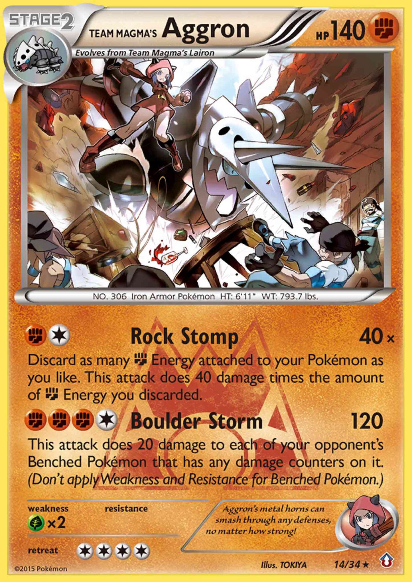 Team Magma's Aggron - 14/34 - Rare Holo [dc1-14] [Holo]