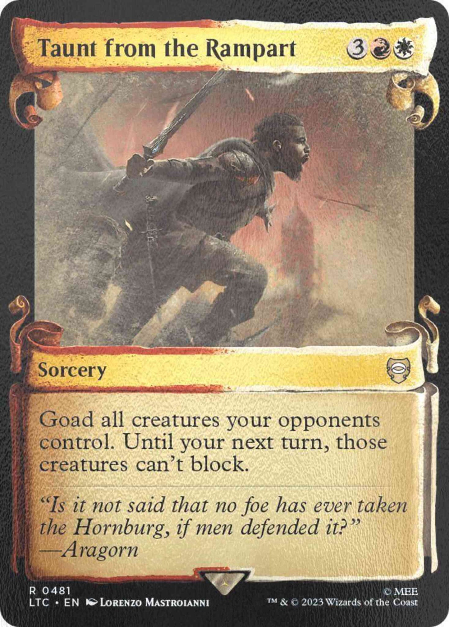 Taunt from the Rampart [481] [Scrolls Showcase] [The Lord of the Rings: Tales of Middle-earth: Commander] [Silver Foil]