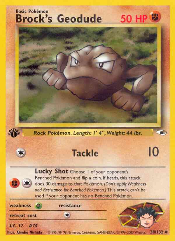 Brock's Geodude - 38/132 - Uncommon - 1st Edition [gym1-38] [Non-Holo]