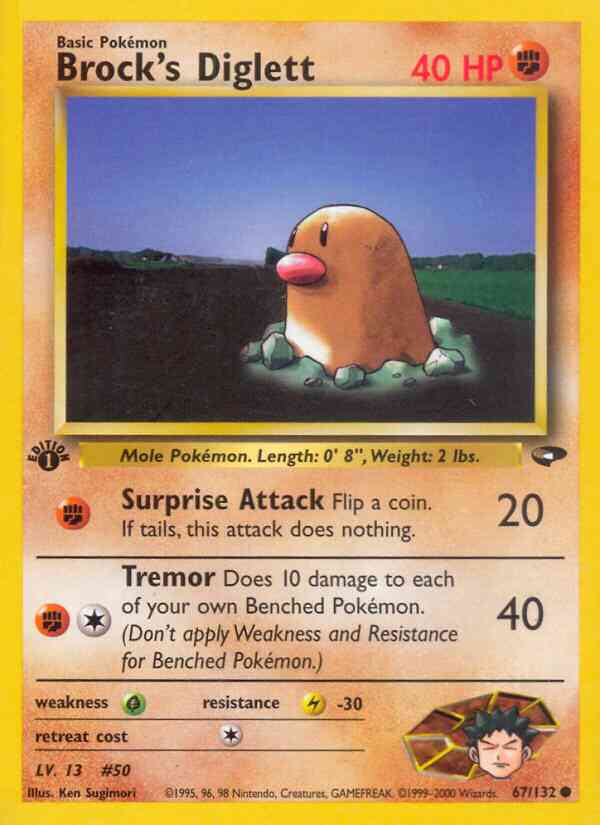 Brock's Diglett - 67/132 - Common - 1st Edition [gym2-67] [Non-Holo]