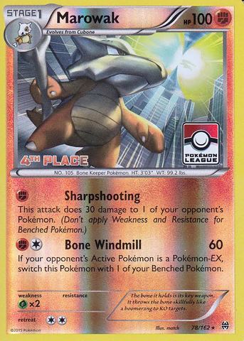 Marowak - 78/162 - Pokemon League Promos - 4th Place [Reverse Holo]