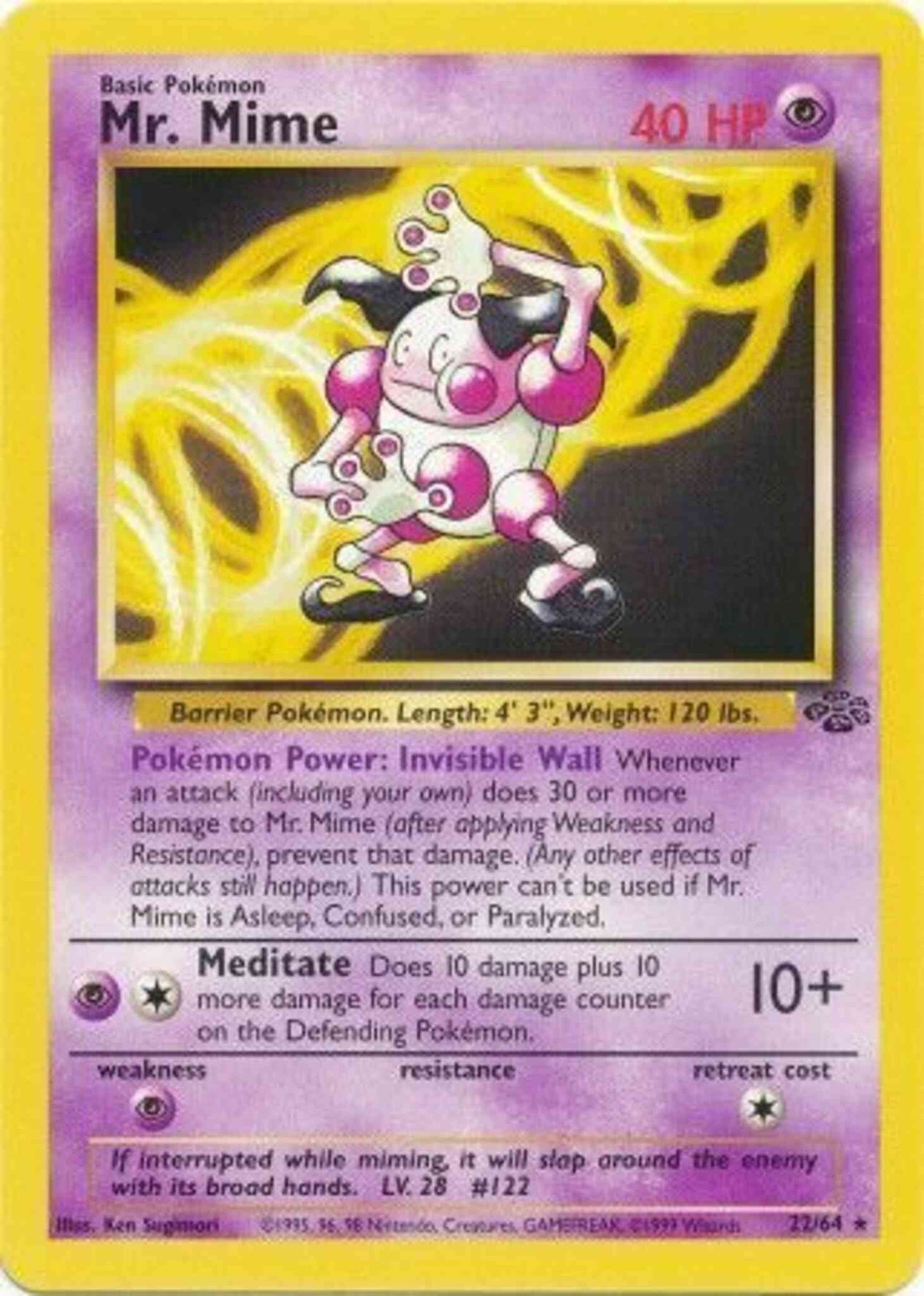 Mr. Mime - 22/64 - Rare - Unlimited [base2U-22] [Non-Holo]