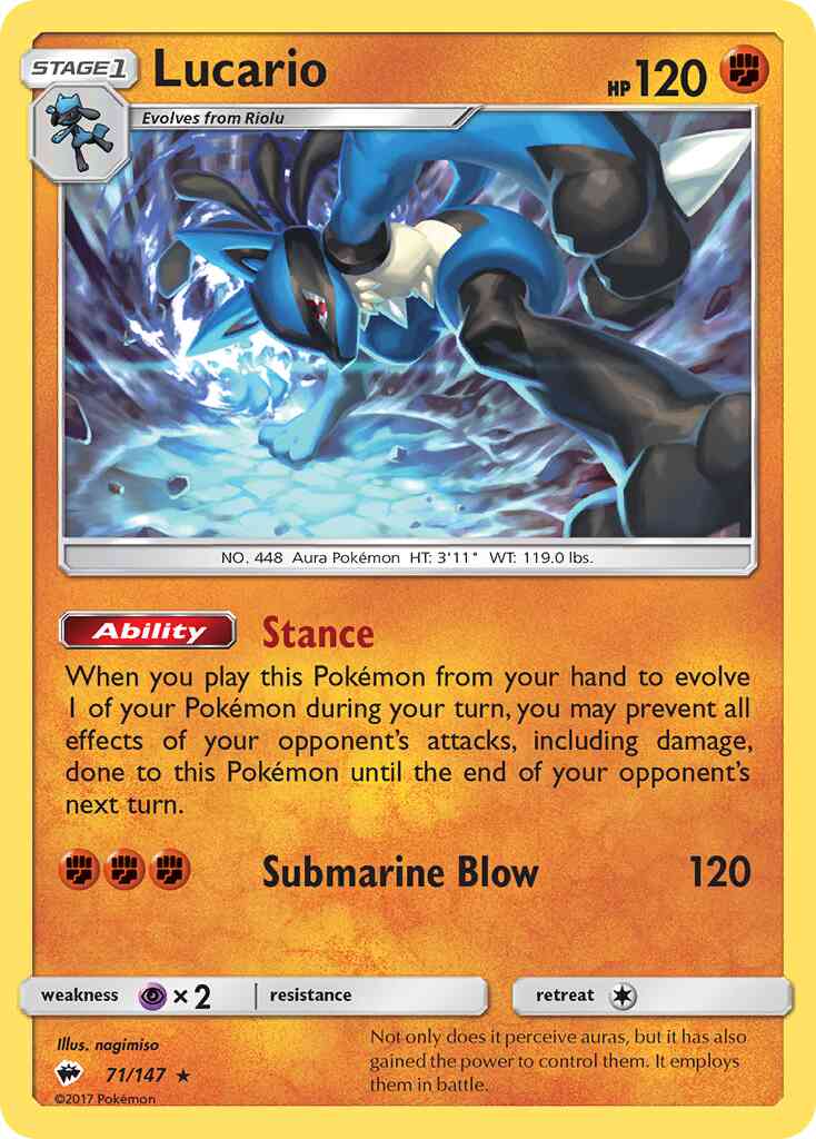 Lucario - 71/147 - Rare Holo [sm3-71] [Reverse Holo]