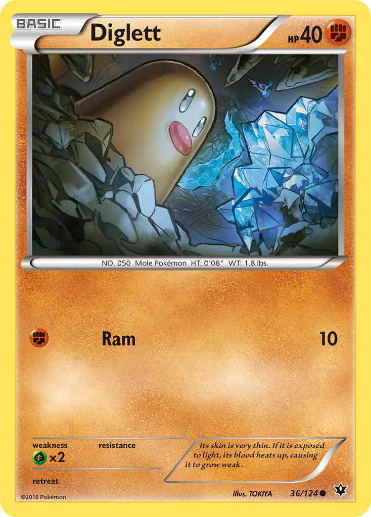 Diglett - 36/124 - Common [xy10-36] [Reverse Holo]