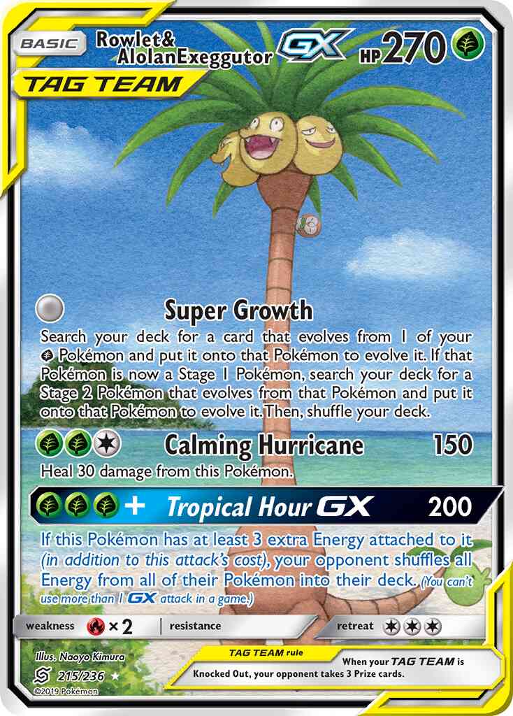 Rowlet & Alolan Exeggutor-GX - 215/236 - Rare Ultra [sm11-215] [Ultra]