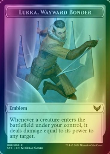 Lukka, Wayward Bonder Emblem (08) // Spirit Token (06) [Strixhaven School of Mages Tokens] [Foil]