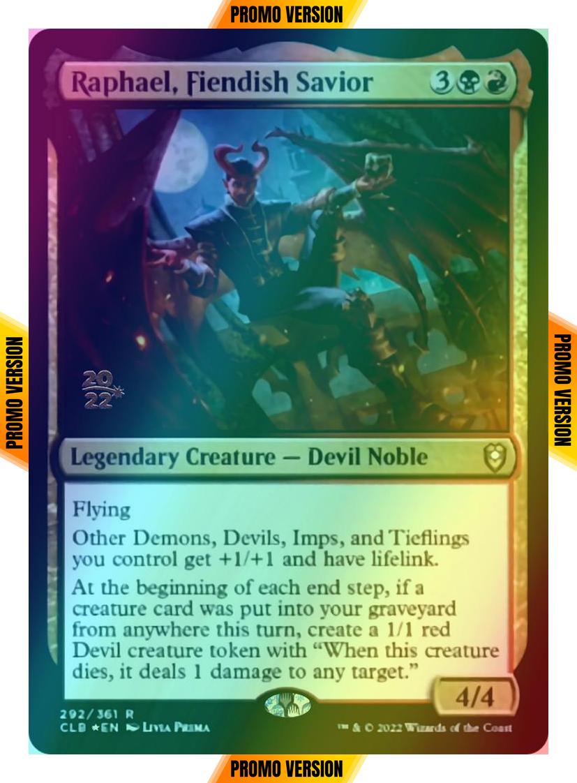 Raphael, Fiendish Savior [292s] [Prerelease] [Commander Legends: Battle for Baldur's Gate: Promos] [Foil]
