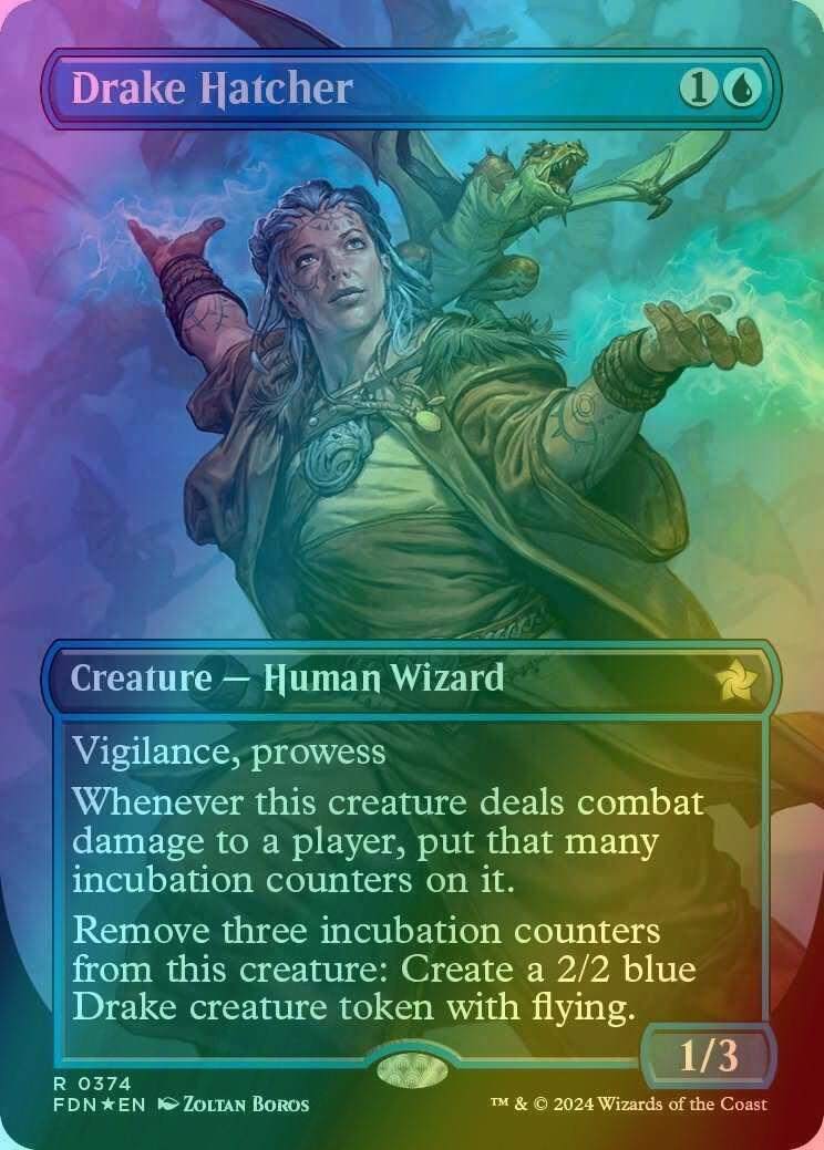 Drake Hatcher [374] [Borderless] [Foundations] [Mana Foil]