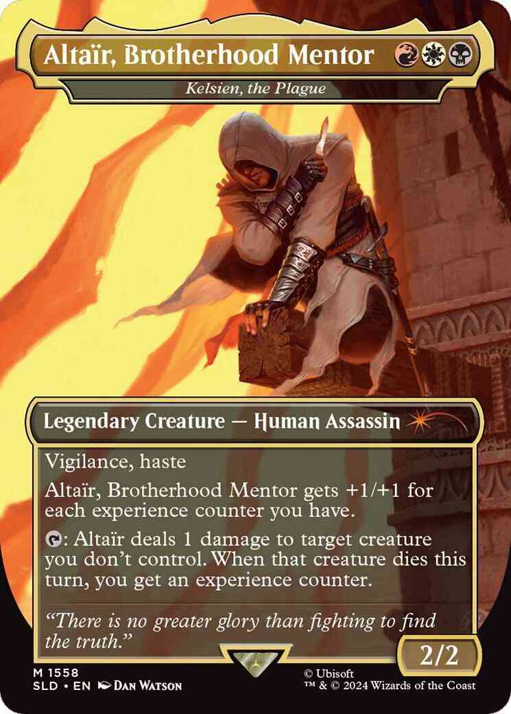 Altaïr, Brotherhood Mentor - Kelsien, the Plague [1558] [Borderless] [Lethal Legends] [Secret Lair Drop] [Foil]