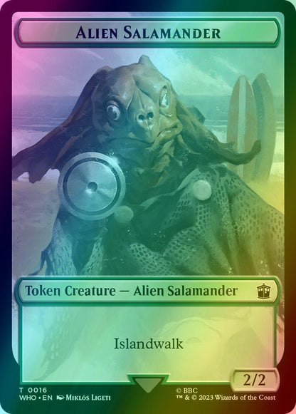 Alien Rhino Token (03) // Alien Salamander Token (16) [Universes Beyond: Doctor Who: Tokens] [Foil]