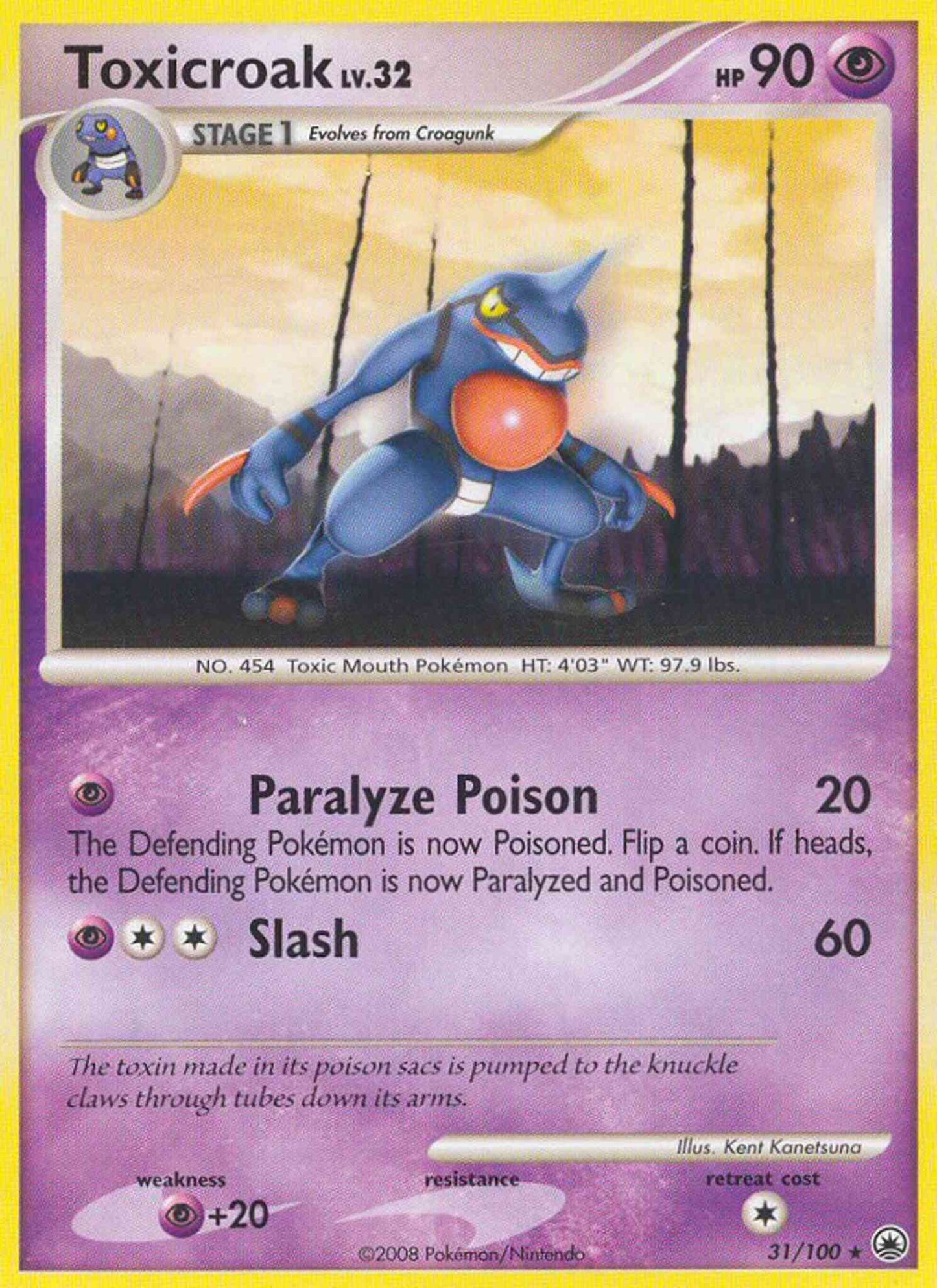 Toxicroak - 31/100 - Rare [dp5-31] [Reverse Holo]