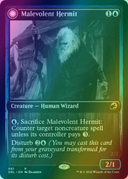 Malevolent Hermit // Benevolent Geist [61] [Innistrad: Double Feature] [Foil]