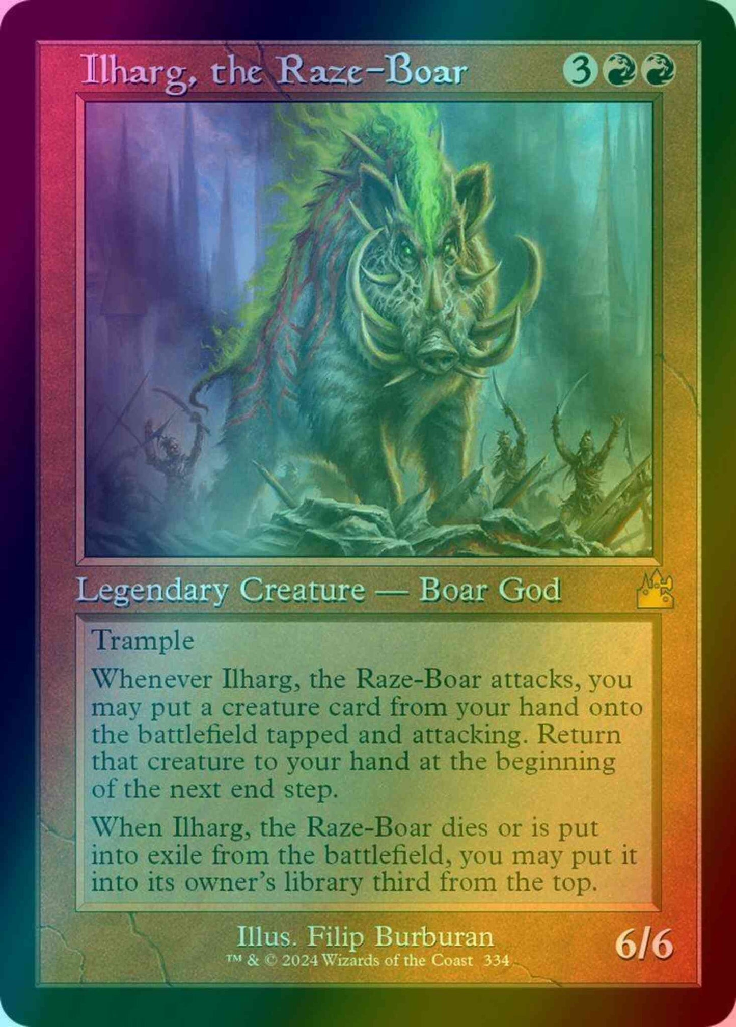 Ilharg, the Raze-Boar [334] [Retro Frame] [Ravnica Remastered] [Foil]