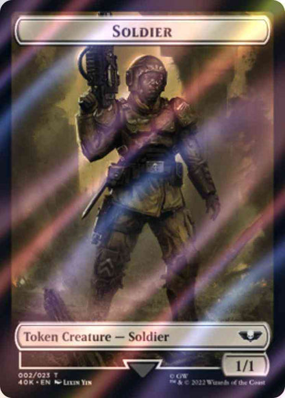 Soldier Token (02) // Space Marine Devastator Token (05) [Universes Beyond: Warhammer 40,000: Tokens] [Surge Foil]