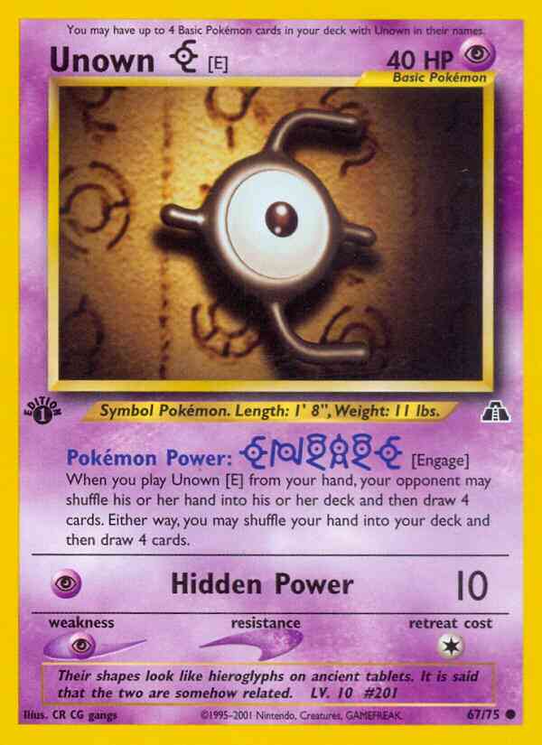 Unown - 1st Edition [E] - 67/75 - Common - 1st Edition [neo2-67] [Non-Holo]