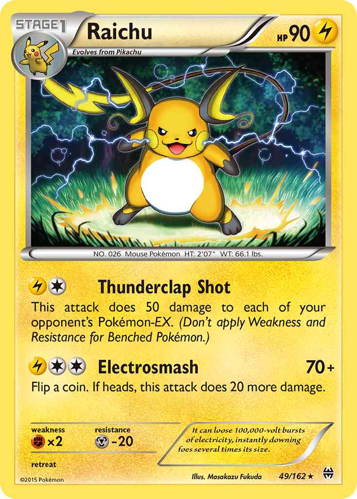 Raichu - 49/162 - Rare [xy8-49] [Non-Holo]