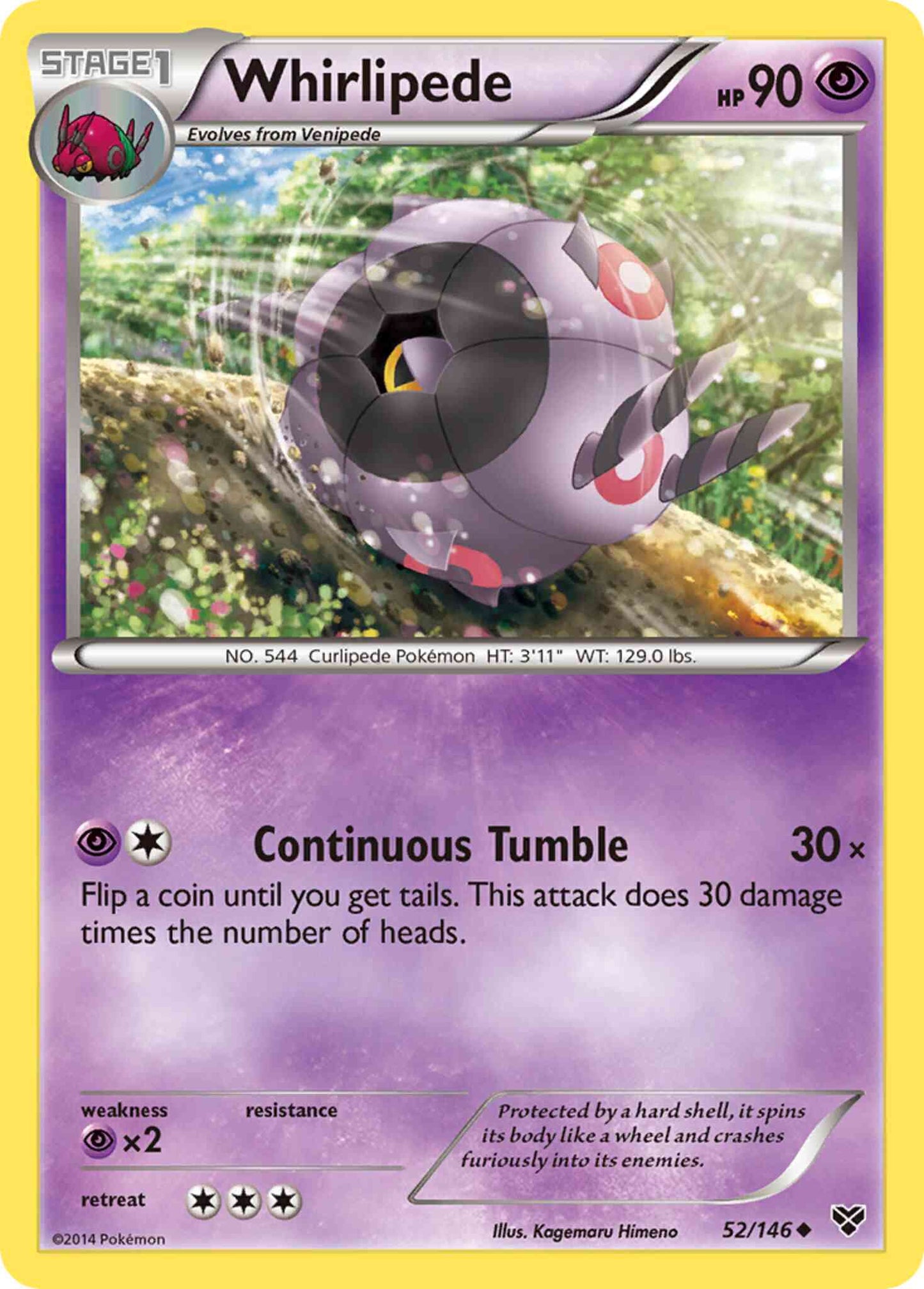 Whirlipede - 52/146 - Uncommon [xy1-52] [Non-Holo]