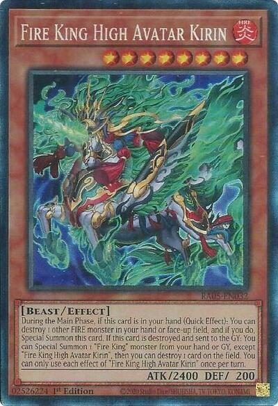Fire King High Avatar Kirin - RA05-EN032 - Collector's Rare - 1st Edition