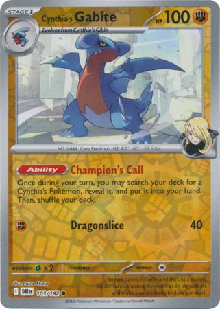 Cynthia's Gabite - 103/182 - Common [sv10-103] [Reverse Holo]