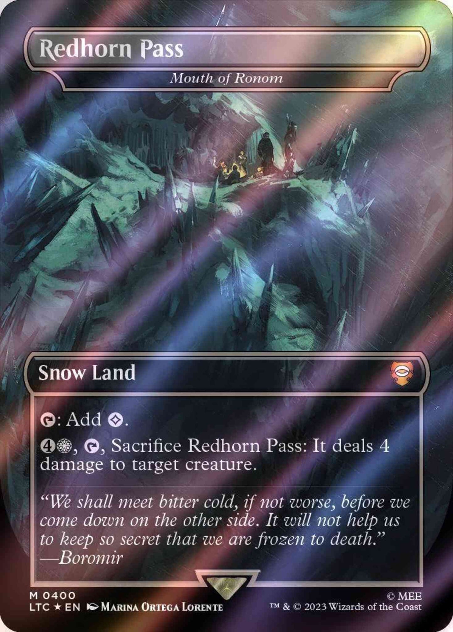 Redhorn Pass - Mouth of Ronom [400] [Borderless] [Realms and Relics] [The Lord of the Rings: Tales of Middle-earth: Commander] [Surge Foil]