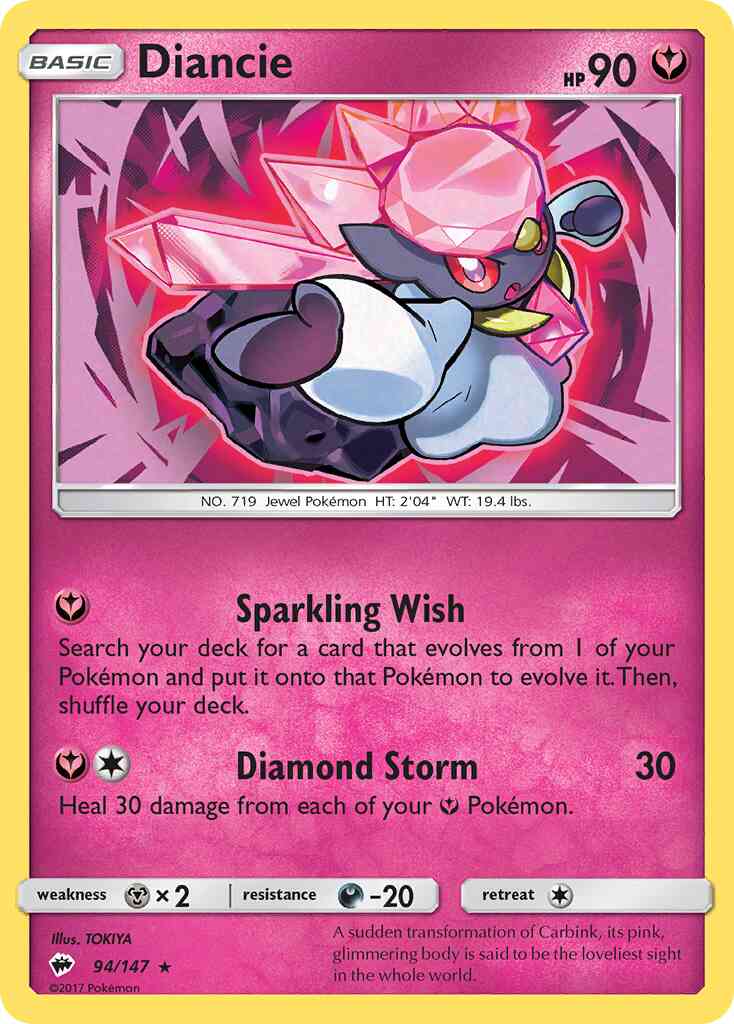 Diancie - 94/147 - Rare Holo [sm3-94] [Reverse Holo]