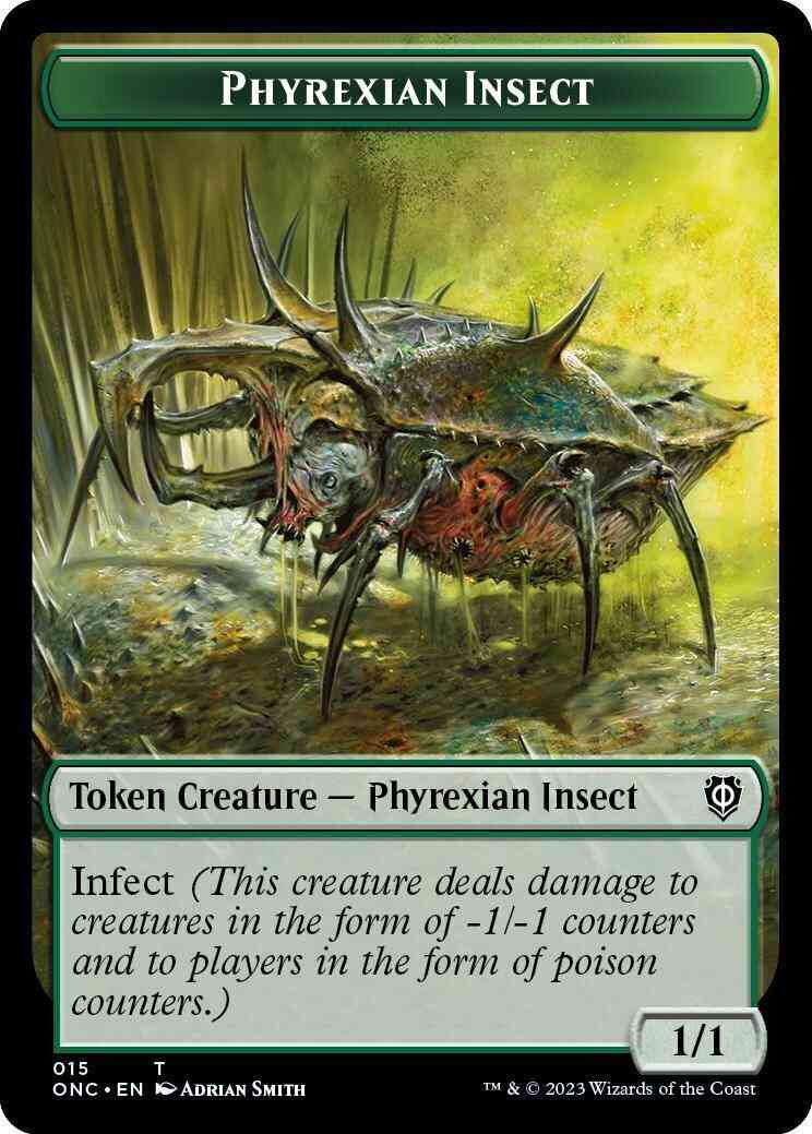 Phyrexian Insect Token (15) // Phyrexian Wurm Token (16) [Phyrexia: All Will Be One: Commander: Tokens] [Non-Foil]
