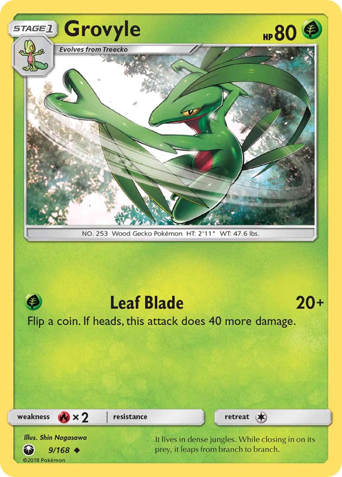 Grovyle - 9/168 - Uncommon [sm7-9] [Reverse Holo]