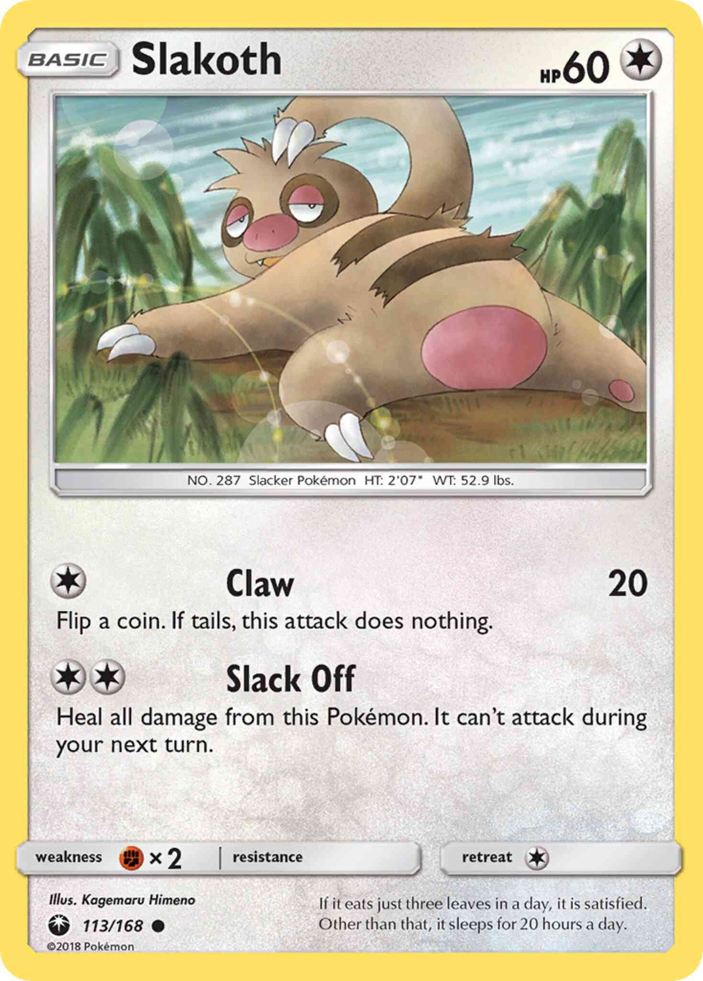 Slakoth - 113/168 - Common [sm7-113] [Reverse Holo]
