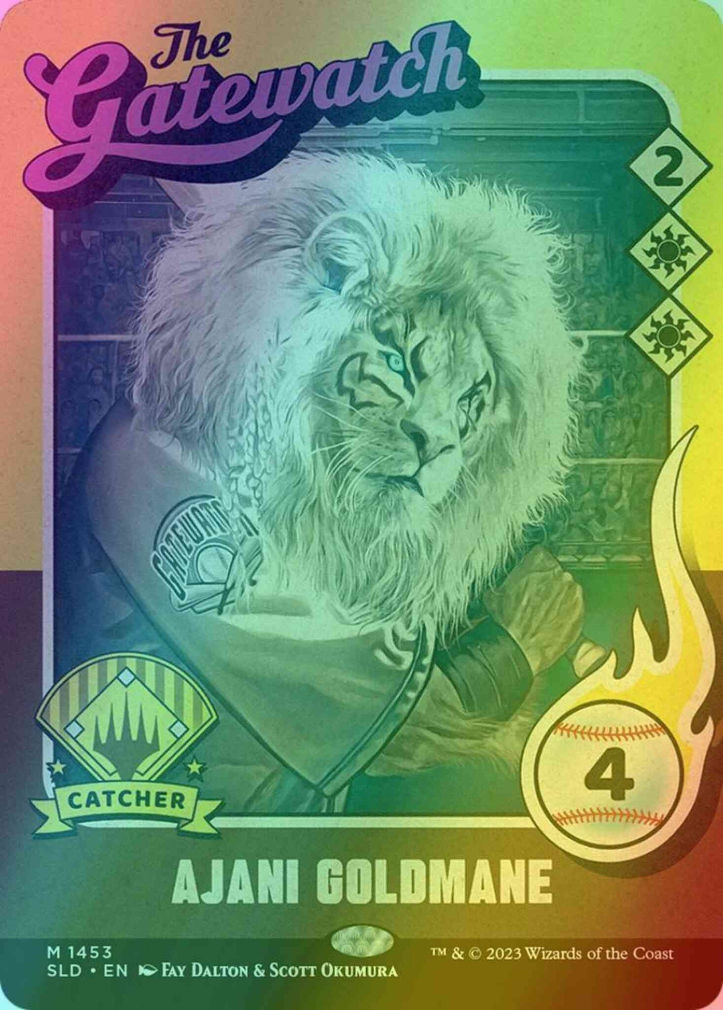 Ajani Goldmane // Ajani Goldmane [1453] [Borderless] [Magic: The Baseballing] [Secret Lair Drop] [Foil]