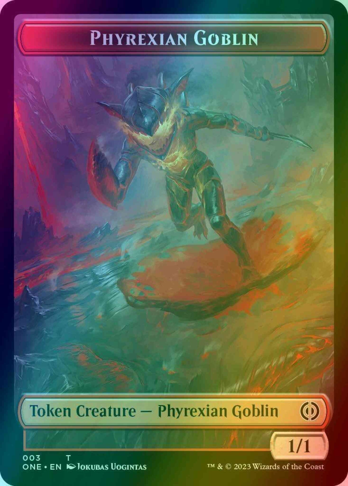 Phyrexian Goblin Token (03) // Phyrexian Mite Token (11) [Phyrexia: All Will Be One: Tokens] [Foil]
