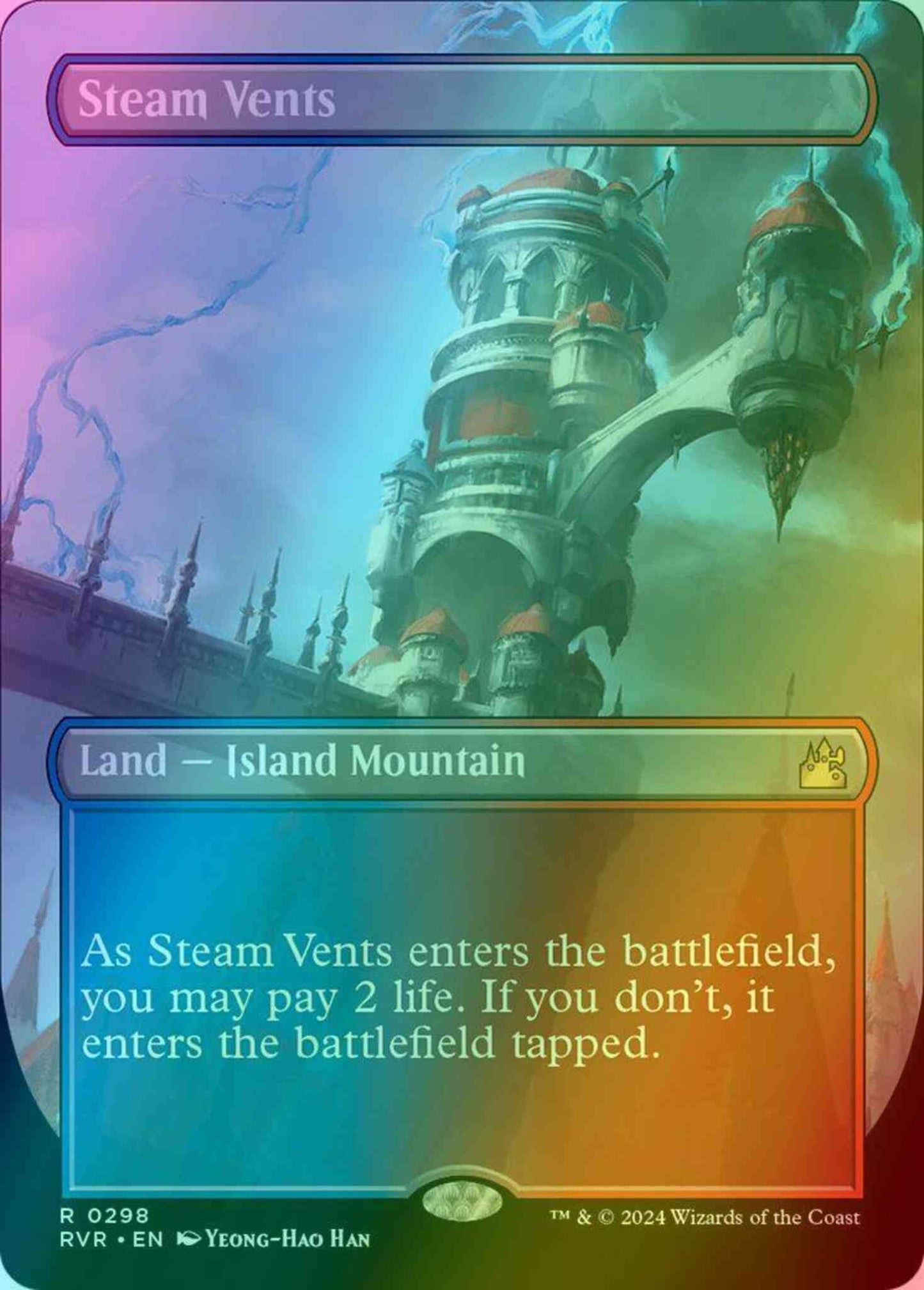 Steam Vents [298] [Borderless] [Ravnica Remastered] [Foil]
