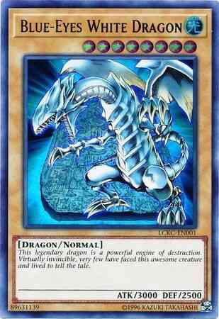 Blue-Eyes White Dragon (Version 4: Facing Left w/ Tablet)  - LCKC-EN001 - Ultra Rare - 1st Edition