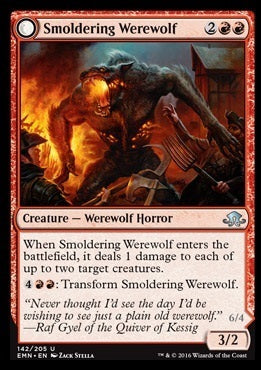 Smoldering Werewolf // Erupting Dreadwolf [142] [Eldritch Moon] [Foil]